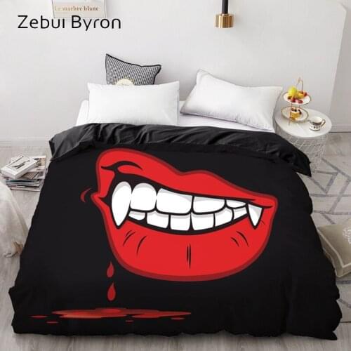 3D Print Custom Duvet Cover,Comforter/Quilt/Blanket case 220x240/200x200,Bedding Red Lips Vampire Mouth Helloween,drop ship