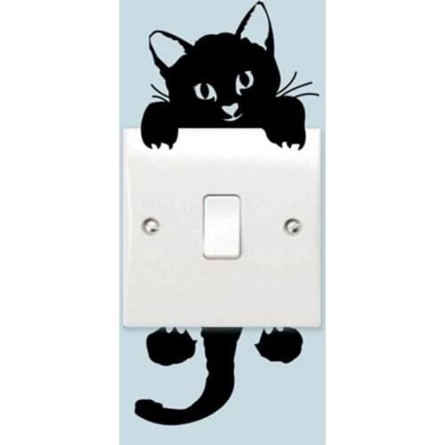 Lovely Cat Light Switch Stickers Wall Stickers For Kids Rooms DIY Home Decoration Cartoon Animals Wall Decals PVC Mural Art