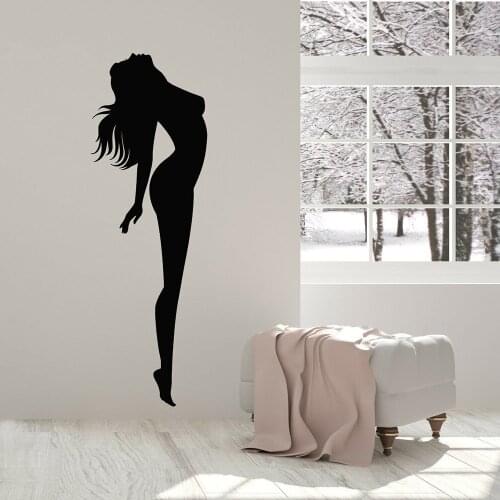 Sexy Girls Vinyl Wall Decal Vinyl Wall Decal Slim Girl Silhouette Sexy Beauty Massage Salon Home Bedroom Wallpaper M306