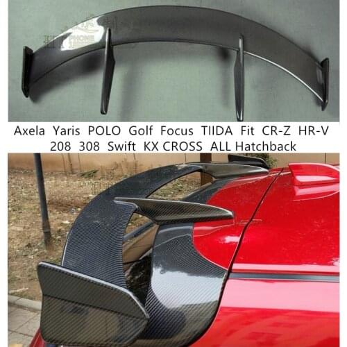 Carbon Fiber Spoiler For Axela Yaris POLO Golf Focus TIIDA Fit CR-Z HR-V 208 308 Swift KX CROSS ALL Hatchback Wing Lip Spoilers