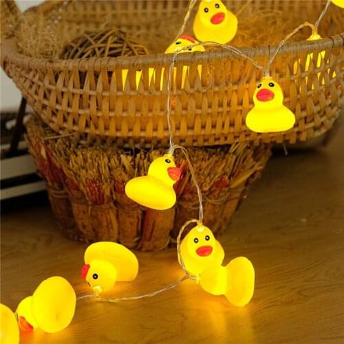 10Leds Mini Yellow Duck LED String Light Glow Indoor Outdoor Xmas Wedding Party Battery Operated LED Fairy Light
