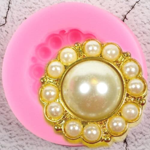 Vintage Pearl Button Silicone Mold Wedding Cupcake Topper Fondant Cake Decorating Tools Jewelry Resin Clay Candy Chocolate Mould