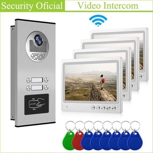 Wifi Video Door Phone Doorbell Camera System Video Intercom with 9 Inch Monitor Android IOS APP Remote Control Multi Apartments