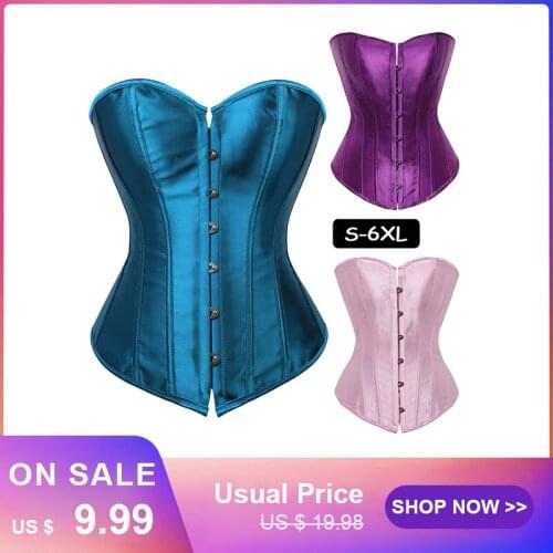 Women Steampunk Corsets Bustiers Satin Bone Lace Up Overbust Corset top Sexy Victorian Vntage Bridal Slim Corselet Plus Size 6XL