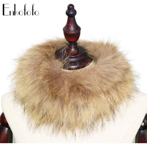 Real Fox Fur Scarf for Women 2018 Winter Handmade Genuine Raccoon Fur Snoods Flurry Headbands Fur Ring Collar Round Scarves