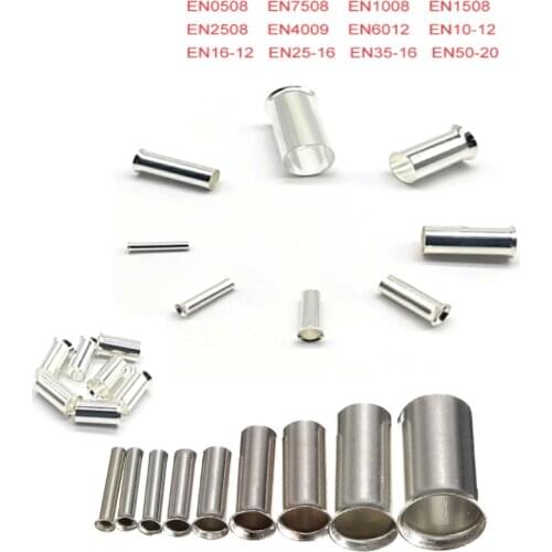 100pcs Tin-coated Copper Material Uninsulated Terminal 0.5mm2-16.0mm2 Bootlace Ferrules Cord End Electrical Cable Crimp Connecto