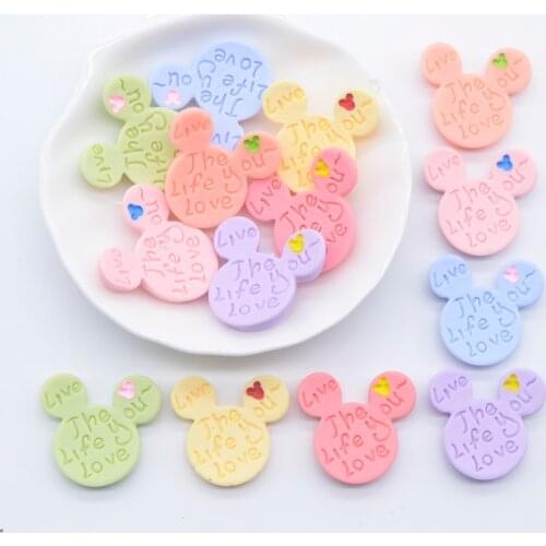 14Pcs Candy Color Mouse Head Planar Resin Accessories DIY Craft Phone Patches Arts Material Home Decoration Cabochon