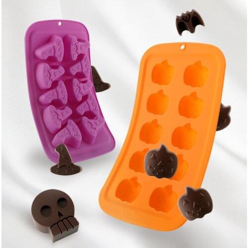 3D Pumpkin Silicone Mold Halloween Party Home Diy Baking Accessories 10 Grids Non-Stick Chocolate Mold Ice Cube Tray