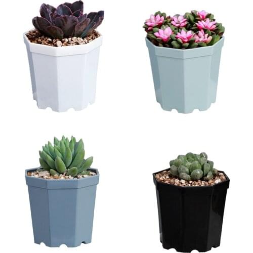4 pcs Thicken Colorful Octagonal Plastic Plants Flower Pots Home Garden Office Succulent Plant Pot Greenhouse Nursery Trays