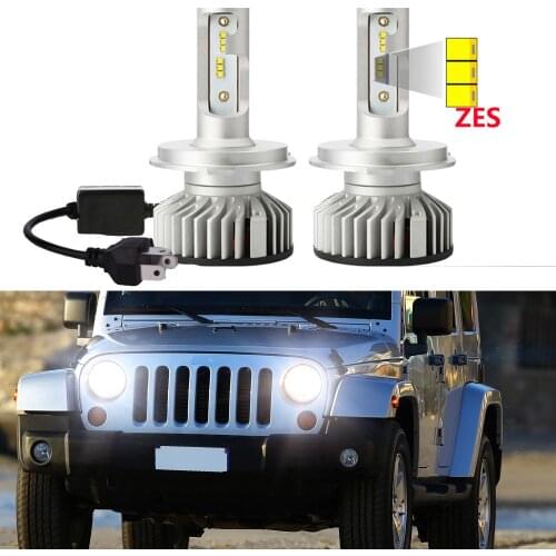 Car Led Headlight Bulbs Canbus For JEEP WRANGLER JK-TK 1996-2011 with ZES Chips High Low Beam Car LED Headlamp Super Bright