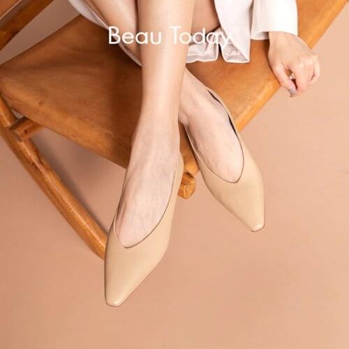 Женские балетки на каблуке BeauToday China At AliExpress