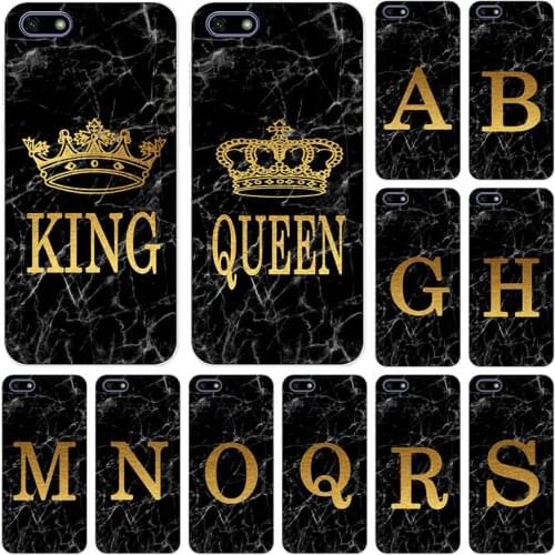 Phone case for Huawei Y5 Y6 Y7 Y9 Prime 2018 Y5 Lite 2018 Marble Golden alphabet background Soft TPU Print Cover Fundas