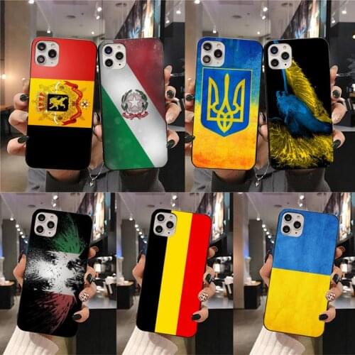 Ukraine Belgium Italy Flag National Emblem Phone Case for iphone 12 pro max mini 11 pro XS MAX 8 7 6 6S Plus X 5S SE 2020 XR
