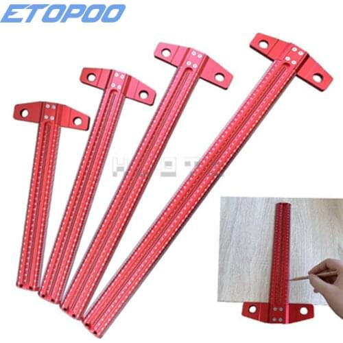 Woodworking T-type Line Scriber Hole Scale Ruler Aluminum Alloy Marking Gauge Crossed Line Scriber Carpenter Measuring Tools