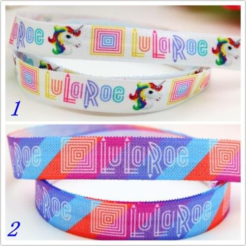 DHK 5/8'' 5yards Fold Elastic FOE LuLaRoe unicorn printed headband headwear hairband diy decoration OEM Wholesale C499