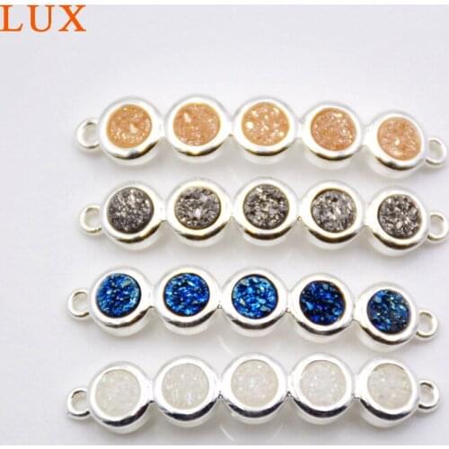 Druzy Connector Mystic Drusy Link Charm silvers Bezel Titanium Double Bail Connector Pendant for bracelet making