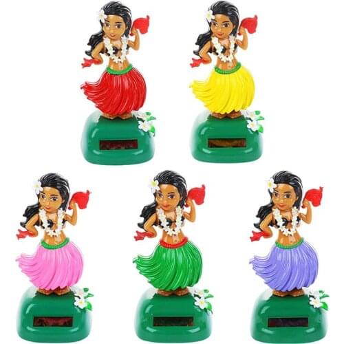 Solar Hawaiian Dance Figure car Toy Lovely with Solar Panel Shaking Head Doll Dancing Figure Toy for Bedroom Family Desk