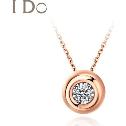 I Do 2021 Trend Round Series Genuine 18 K Rose Gold Diamond Necklaces Women Real Diamond Fine Engagement Jewelry Ladies