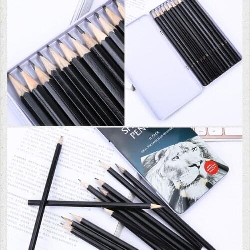 12 CountsPre-sharpened Black Leads Wood-cased Pencils Soft Core for Kids Adult Coloring Drawing Art Gift ultra-smooth coverage