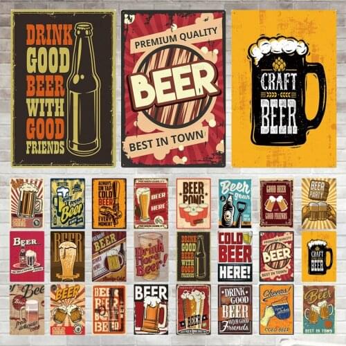 Metal Sign Vintage Cold Beer Tin Signs Iron Plaques Retro Plate Sign Wall Decor Retro Posters Bar Pub Club Home Decor Bbr-8