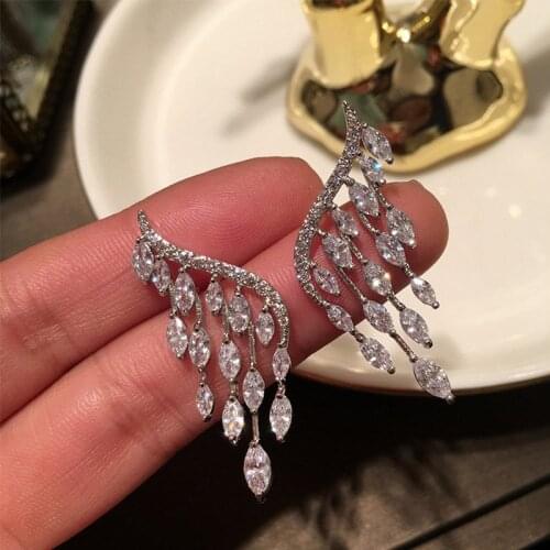 Fashion Brand New Angel wings and Cubic Zircon Stud Earrings for Women Fine jewelry