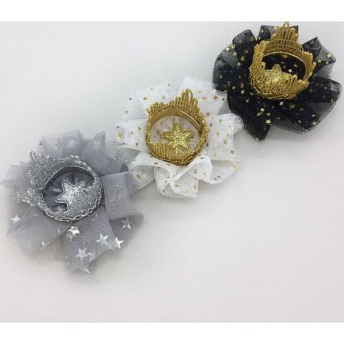 Boutique 15pcs Fashion Cute Glitter Star Lace Tiaras Hairpins Solid Kawaii Crown Hair Clips Princess Headwear Hair Accessories