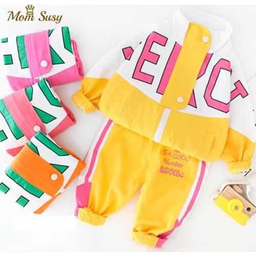 Fashion Baby Boy Girl Clothes Set Cotton Coat+Pant 2PCS Newborn Toddler Bebe Sport Jacket Clothing Suit Spring Autumn 0-3Y