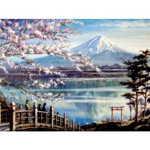 SenyuArt Diamond Painting Mosaic Picture Scenery Cherry Blossom Full Round Square Embroidery Cross Stitch Kit Paiting Home Decor