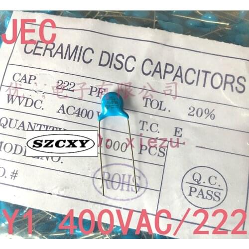 New and original 1000PCS 400V 222 Y1 capacitor plate diameter: 8MM Ceramics capacitors