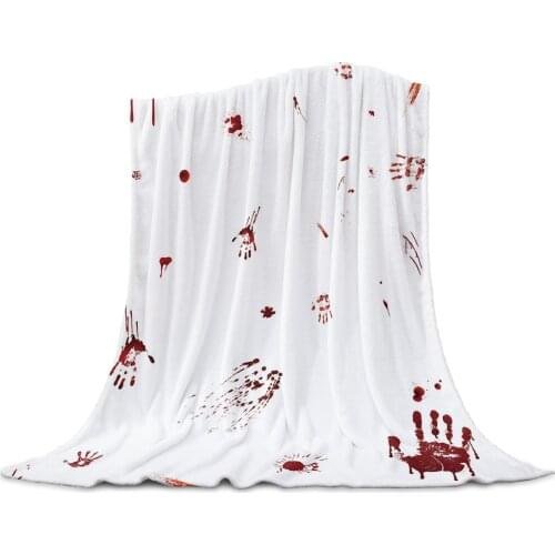 Halloween Red Palm Blood Horror Throw Blanket Home Decoration Sofa Blanket Warm Microfiber Blankets for Bedroom