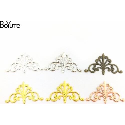 BoYuTe Wholesale 100Pcs 16*28MM European Filigree Flower Charms Decoration Metal Embellishments Diy Jewelry Materials