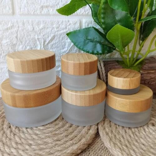 Wholesale Cosmetic Packaging Glass Jars With Bamboo Lid Face Cream And Mask Beauty Container My Refillable Jars