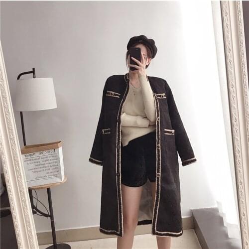 2021 Autumn womens elegant tweed coat