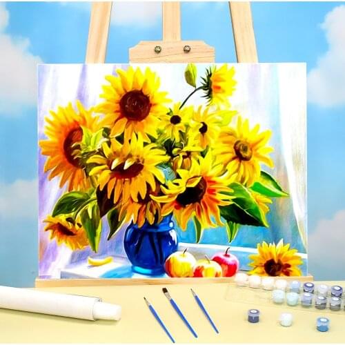 Sunflower Flower DIY Painting By Numbers Package Oil Paints 50*70 Oil Painting Loft Picture For Children Art