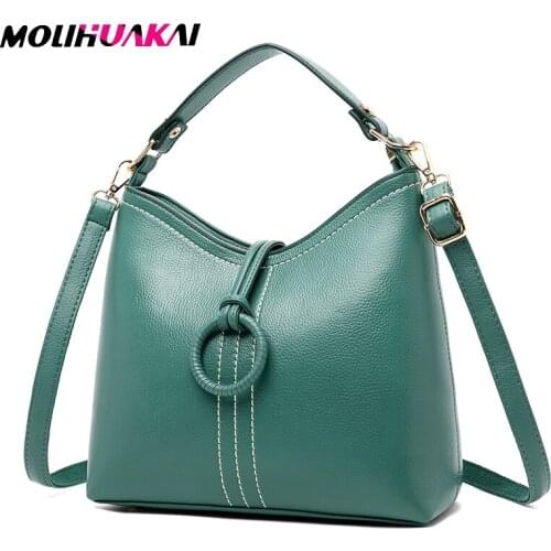 Simple Bucket Bag PU Leather Shoulder Bag For Women 2021 Spring Handbags Luxury Designer Elegant Female Crossbody Bag