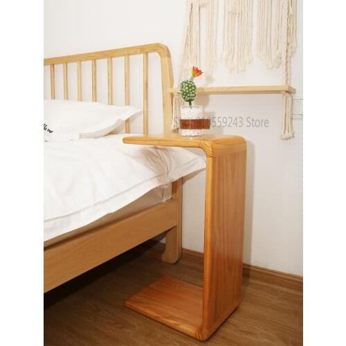 Simple And Modern Solid Wood Sofa Side Table Creative Living Room C-shaped Small Coffee Table Mobile Side Table Cabinet Bed Corn