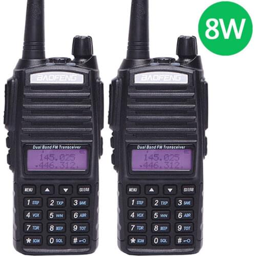 2 PCS Baofeng UV-82 Plus vhf/uhf Long Range 8W Power Walkie Talkie Portable CB Transceiver Amateur 2 way Radio upgrade of UV 82