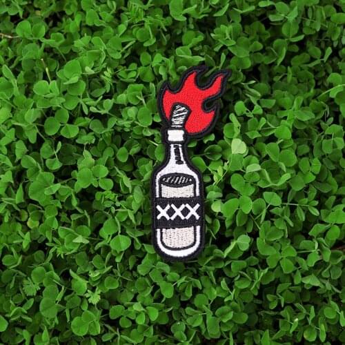 Procession Combustion bottle Patch For Clothing Hippie Stickers Clothes Shoes Badges Patches Embroidered Iron on Sew-On Garment