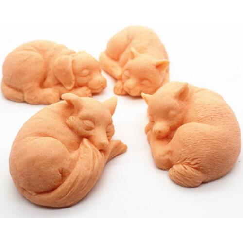 Silicone Mold Four Small Animals in Sleeping Soap Mold Handmade Soaps Molds Handemade Food Grade Mould Aroma Stone Molds PRZY