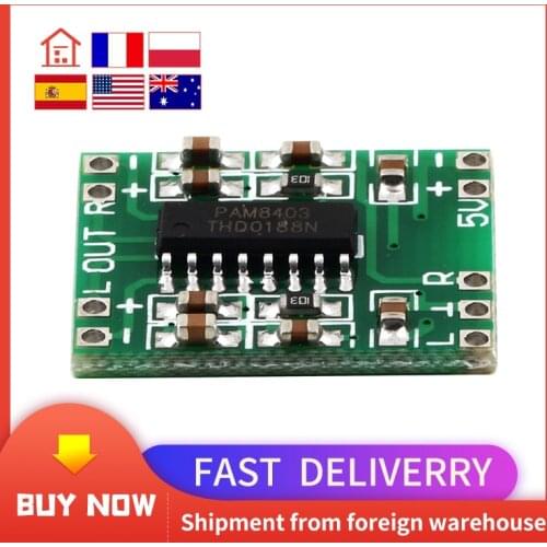 Green PAM8403 Super Mini Digital Amplifier Board 2 * 3W Class D Digital 2.5V To 5V Power Amplifier Board Efficient hot new
