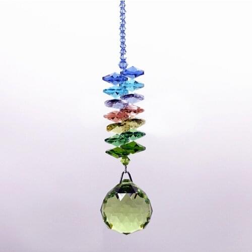Top 6pcs/lot 30mm Green Crystal Faceted Chanderlier Ball With Glass Octagonal beads For Garden Suncatcher Pendants Accessories