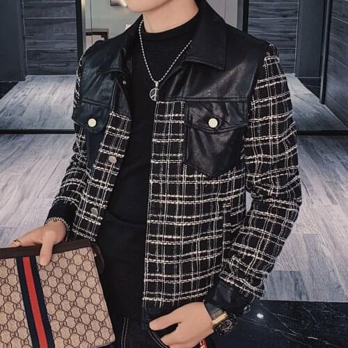 2021 Autumn Winter Steetwear Windbreaker Big Pocket Outwear Ropa De Hombre Men Wool Trench Coat Striped Lattice Casual Jacket