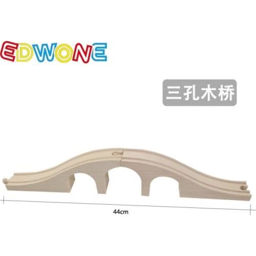 Three holes-BRIDGE Wooden Track toy Train Scene Track Accessories BRIO Toy Car Truck Locomotive Engine Railway Toys for Children