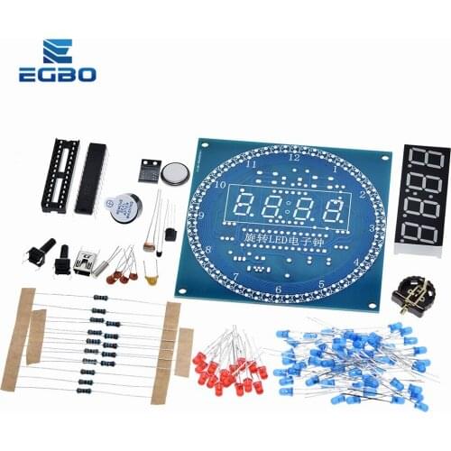 DS1302 Rotating LED Display Alarm Electronic Clock Module DIY KIT LED Temperature Display