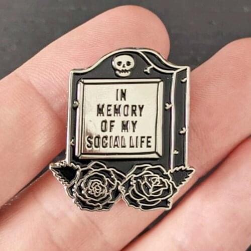 YAOJIE In Memory Of My Social Life Brooch Pins Enamel Metal Badges Lapel Pin Brooches Jackets Jeans Fashion Jewelry Accessories