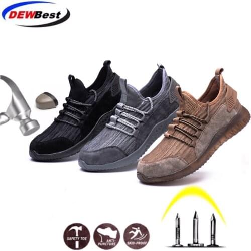 Safety Work Shoes Boots For Men Steel Toe Cap Boots Anti-Smashing Protective Construction Safety Work Sneakers