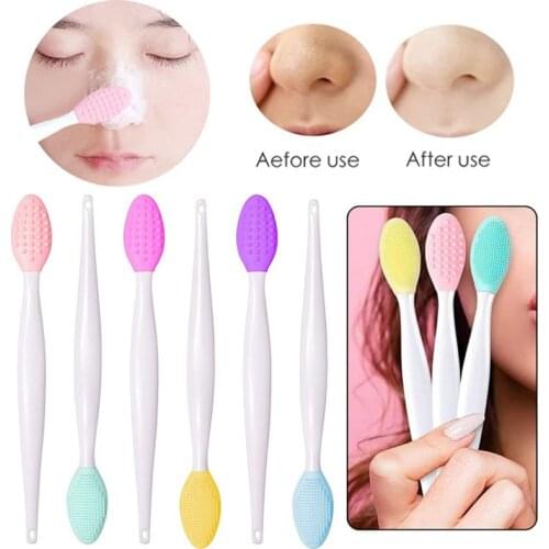 1Pc Exfoliating Nose Clean Blackhead Removal Brush Tool With Replacement Head Beauty Skin Care Wash Face Silicone Brush