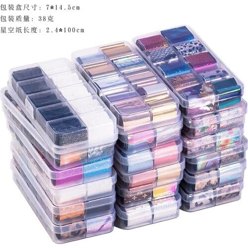 10 color suit Laser Nail Foils Sparkly Colorful Nail Art Transfer Stickers Slider Paper Nail Art Manicures Decoration nail foil