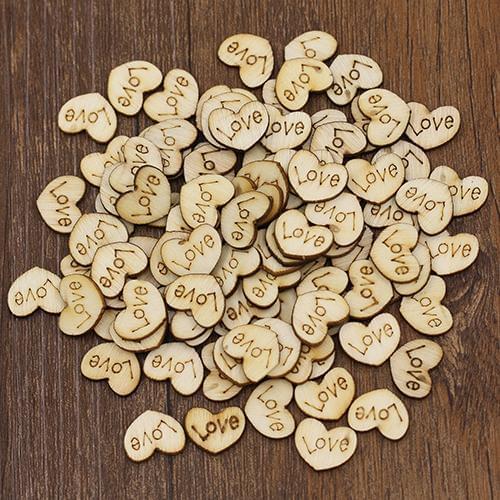 100x Love Heart No Hole Wood Buttons Sewing Craft Clothes Decor DIY Scrapbooking