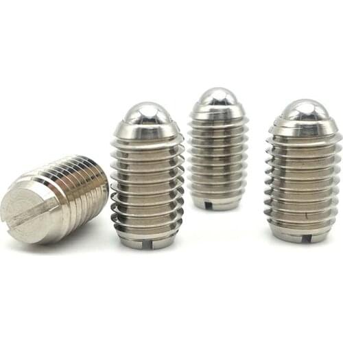 2pcs M10 M12 M16 Slotted bead positioning screws one word ball plunger headless spring beads screw stainless steel bolt